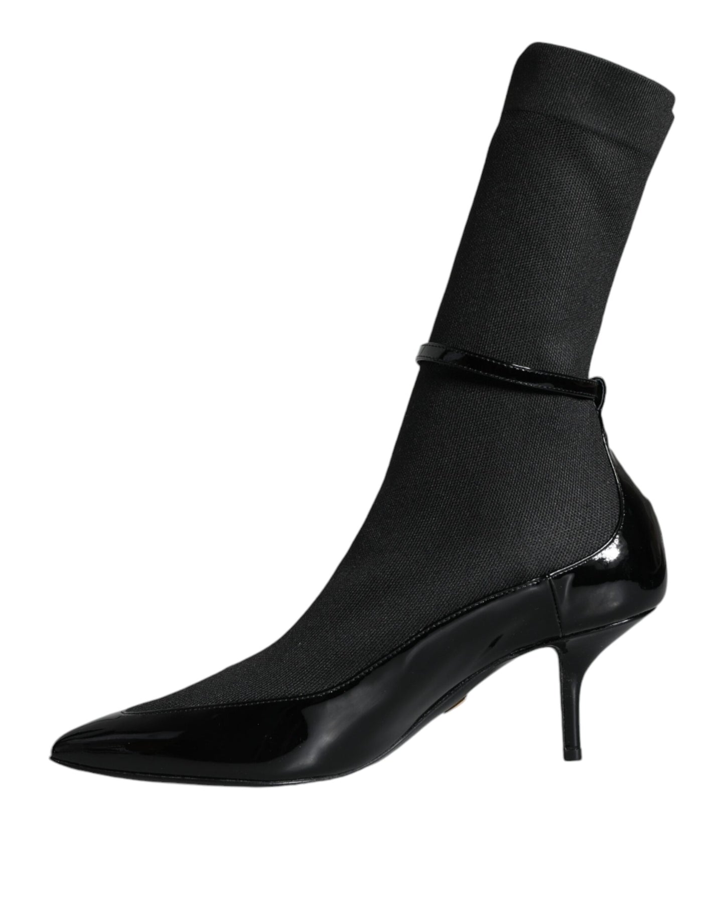 Dolce &amp; Gabbana Black Leather Stilettos Booties Socks Shoes