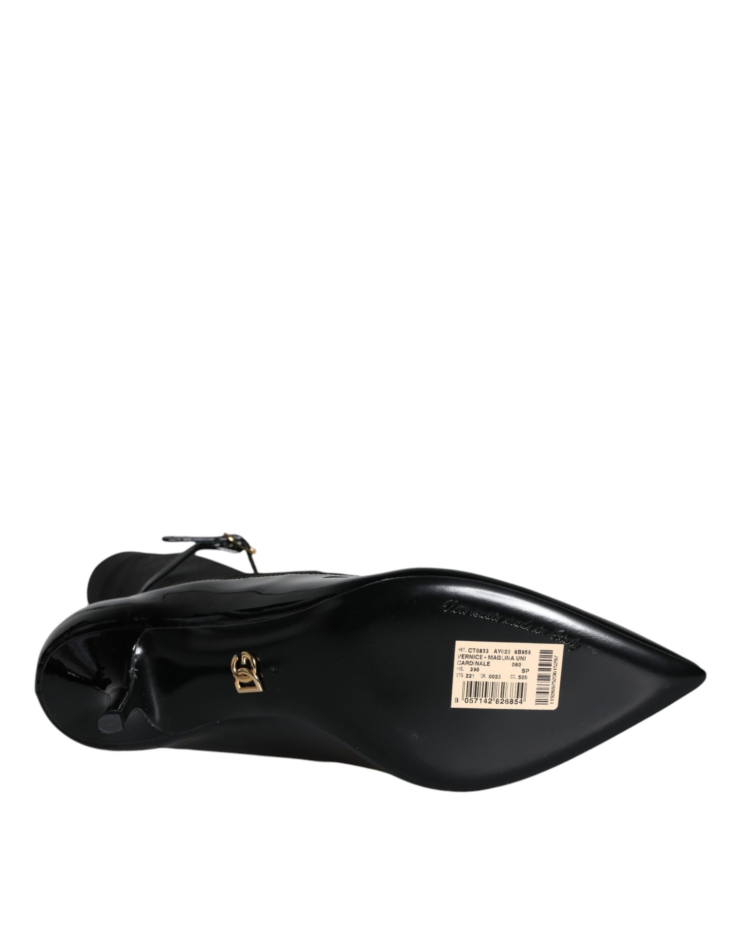 Dolce &amp; Gabbana Black Leather Stilettos Booties Socks Shoes