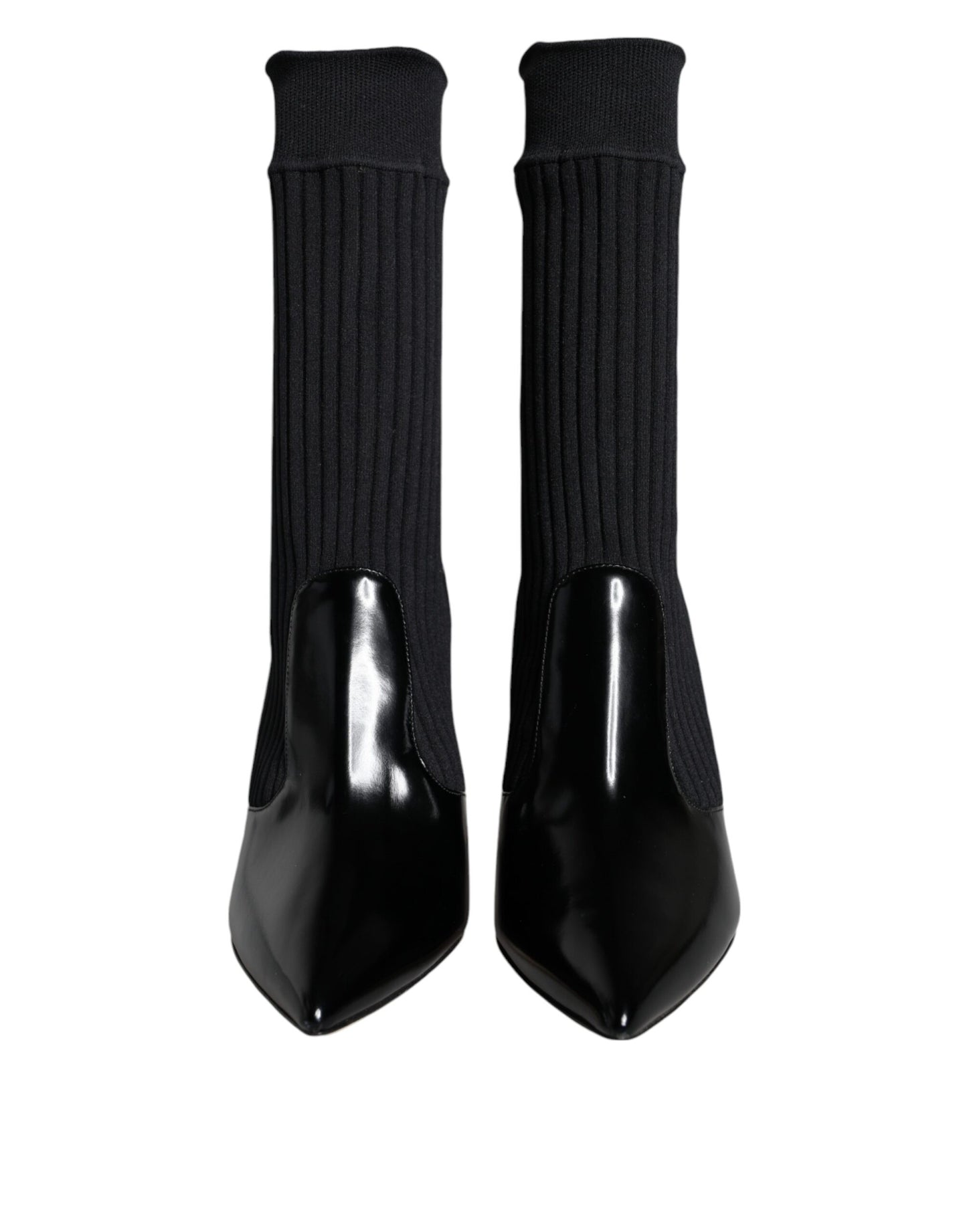 Dolce &amp; Gabbana Black Stretch Stilettos Booties Socks Shoes