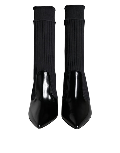 Dolce &amp; Gabbana Black Stretch Stilettos Booties Socks Shoes
