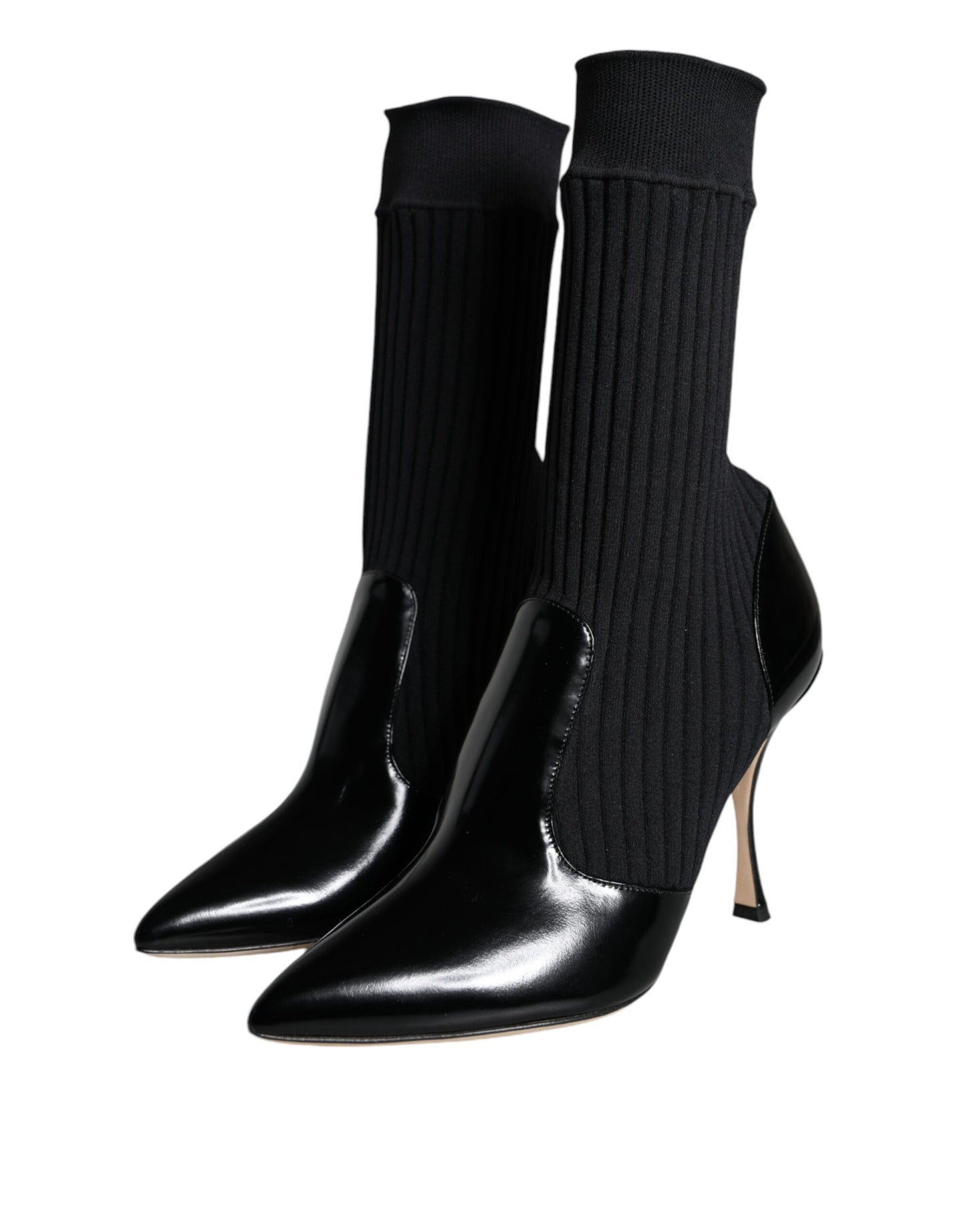 Dolce &amp; Gabbana Black Stretch Stilettos Booties Socks Shoes