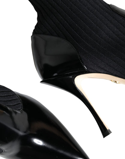Dolce &amp; Gabbana Black Stretch Stilettos Booties Socks Shoes