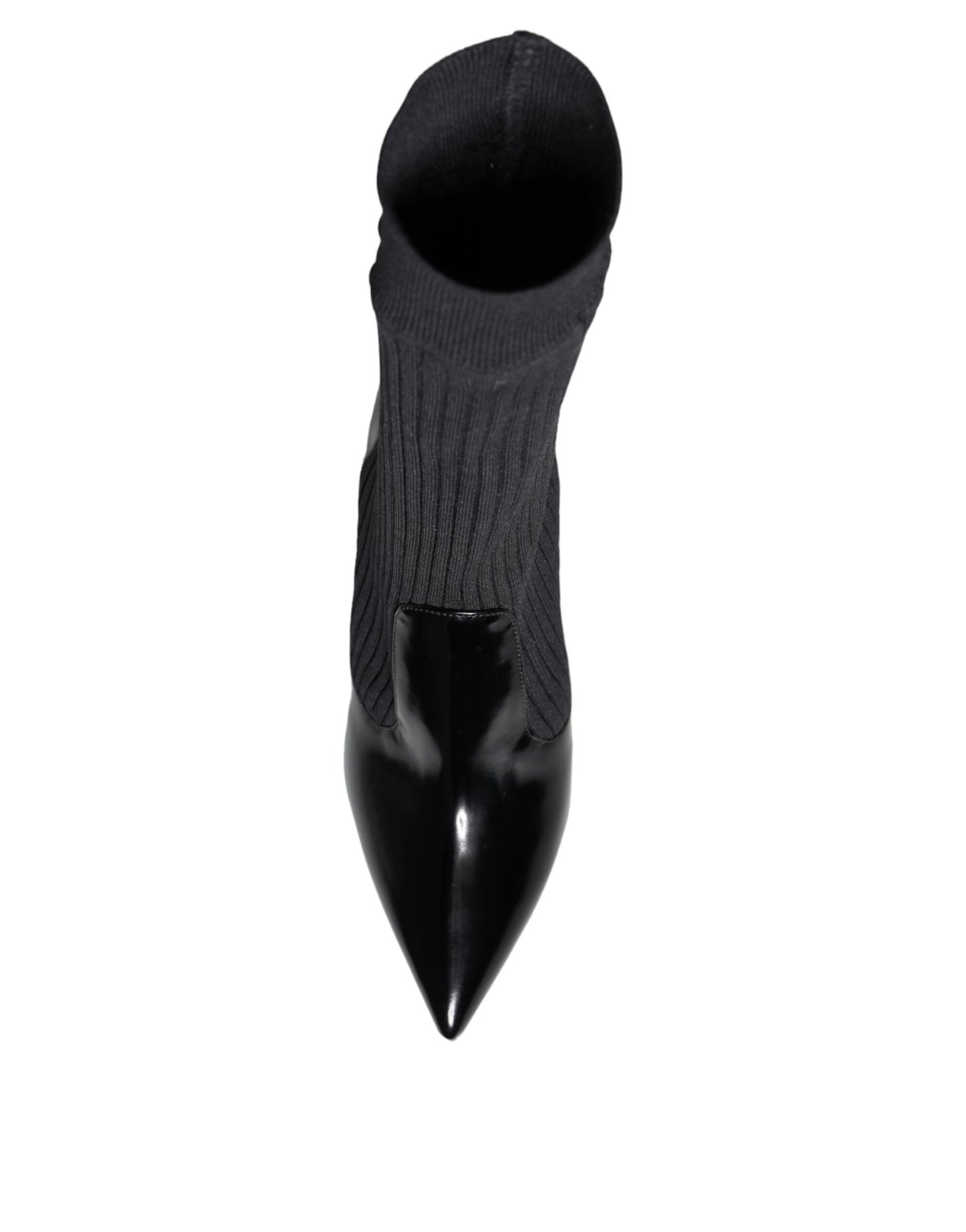 Dolce &amp; Gabbana Black Stretch Stilettos Booties Socks Shoes