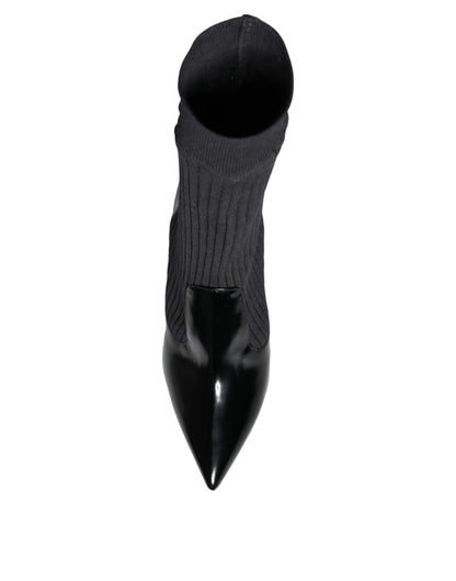 Dolce &amp; Gabbana Black Stretch Stilettos Booties Socks Shoes