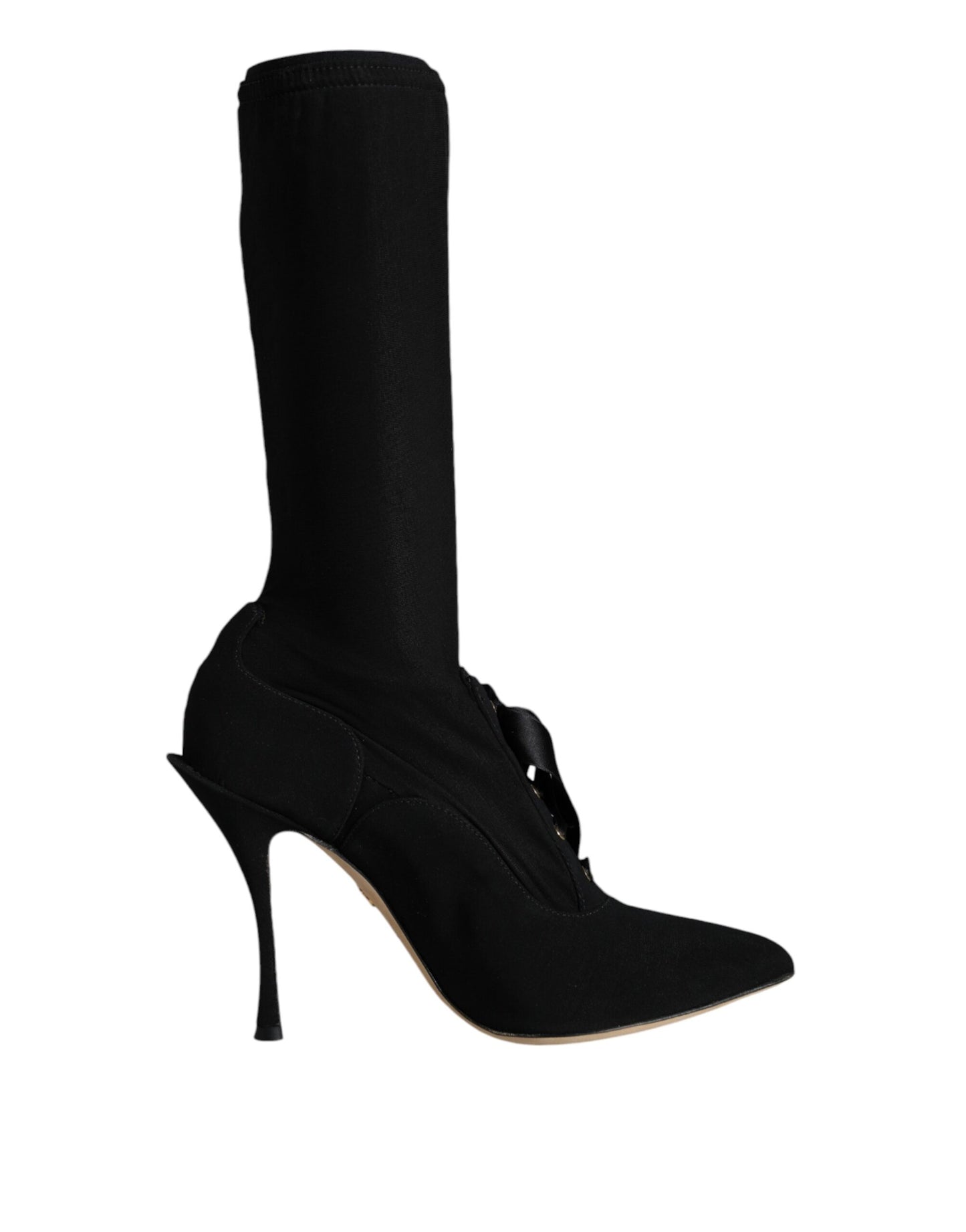 Dolce &amp; Gabbana Black Stiletto Heels Mid Calf Boots Shoes