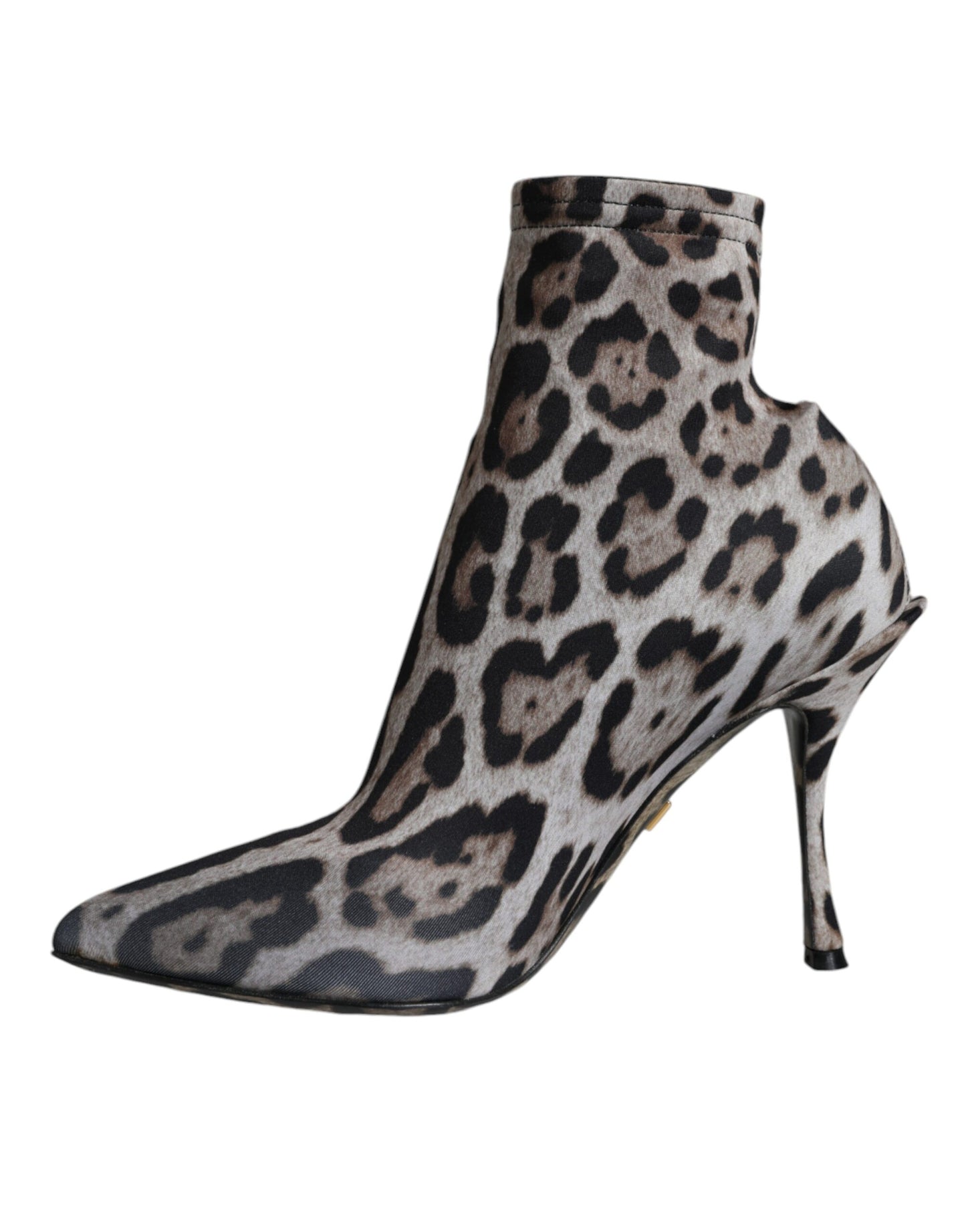 Dolce &amp; Gabbana Gray Leopard Stretch Heels Ankle Boots Shoes