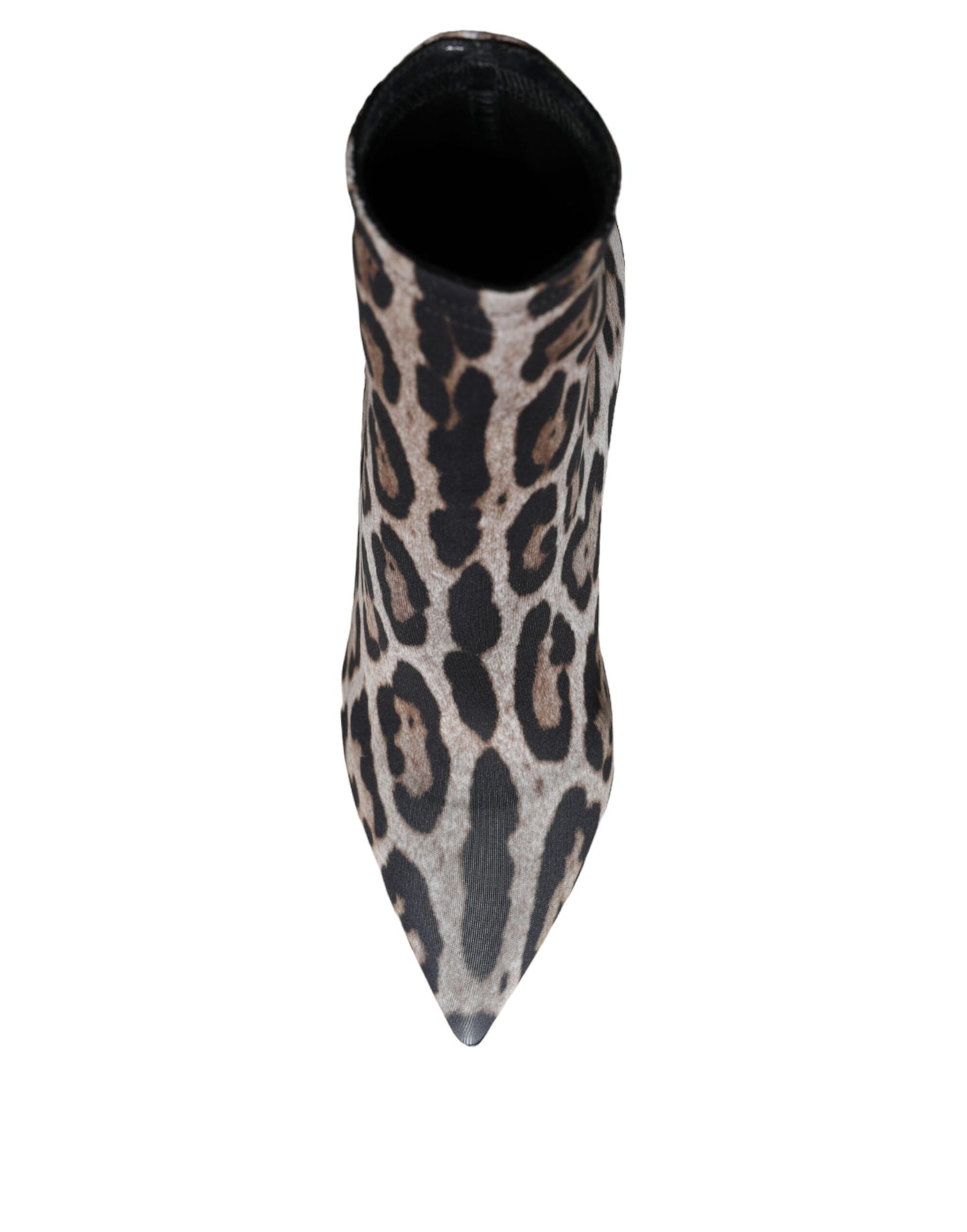 Dolce &amp; Gabbana Gray Leopard Stretch Heels Ankle Boots Shoes