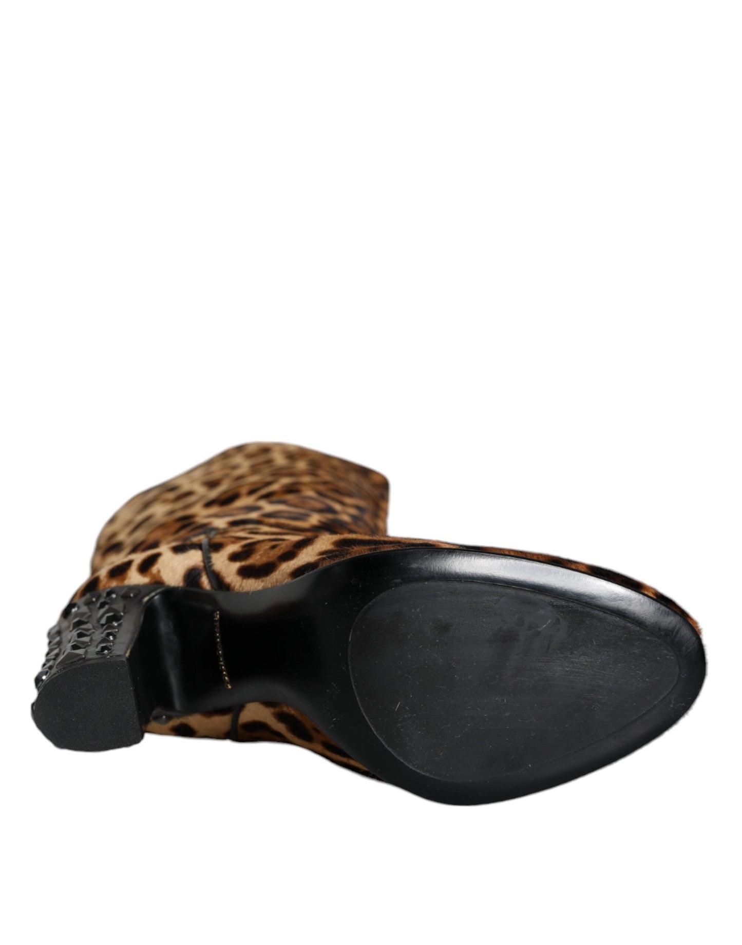 Dolce &amp; Gabbana Beige Black Leopard Knee High Boots Shoes