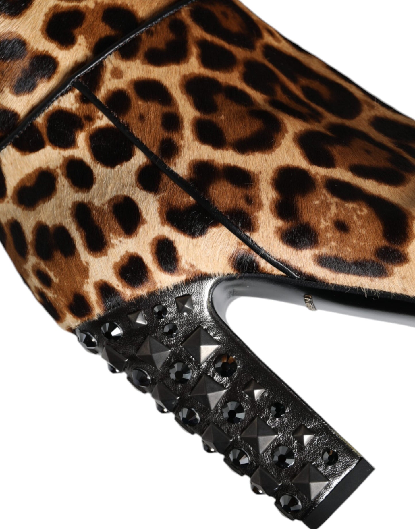 Dolce &amp; Gabbana Beige Black Leopard Knee High Boots Shoes