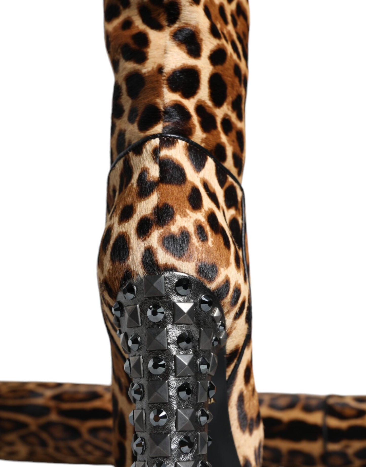 Dolce &amp; Gabbana Beige Black Leopard Knee High Boots Shoes