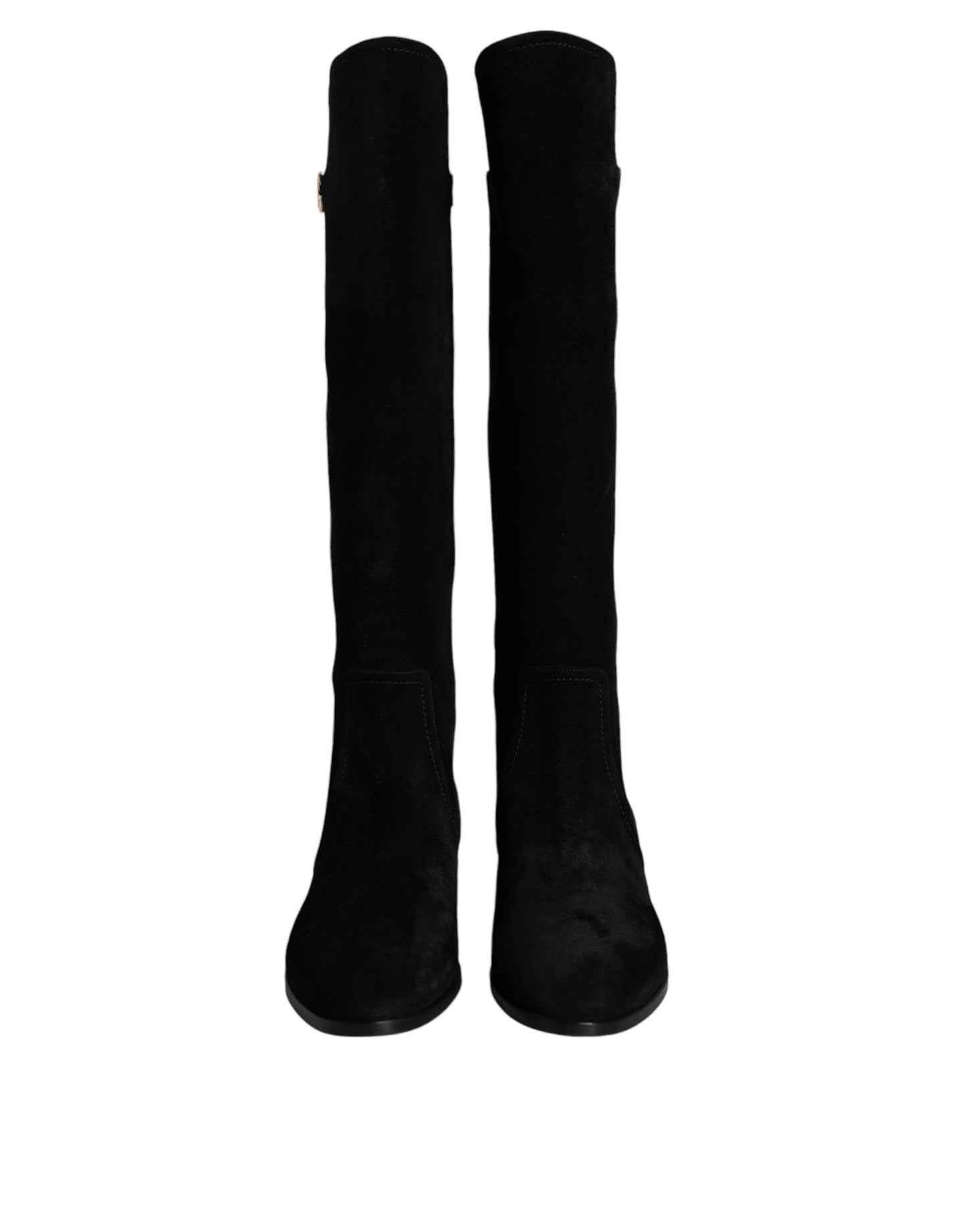 Dolce &amp; Gabbana Black Suede Leather Knee High Boots Shoes