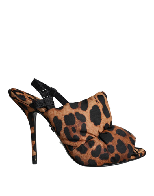 Dolce &amp; Gabbana Braune Leoparden-Slingback-Sandalen Keira