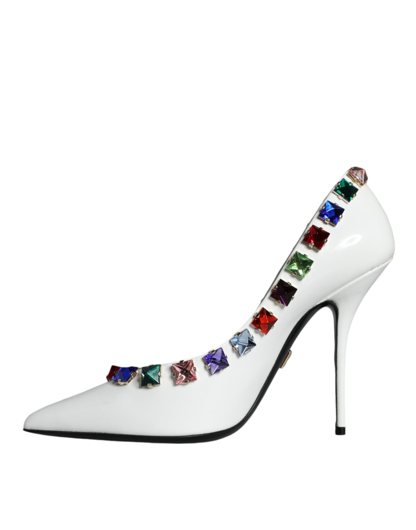 Dolce &amp; Gabbana Weiße Kristalle Leder High Heels Pumps Schuhe