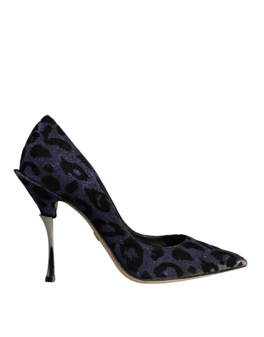 Dolce &amp; Gabbana Violett Leopard Lurex High Heels Pumps Schuhe