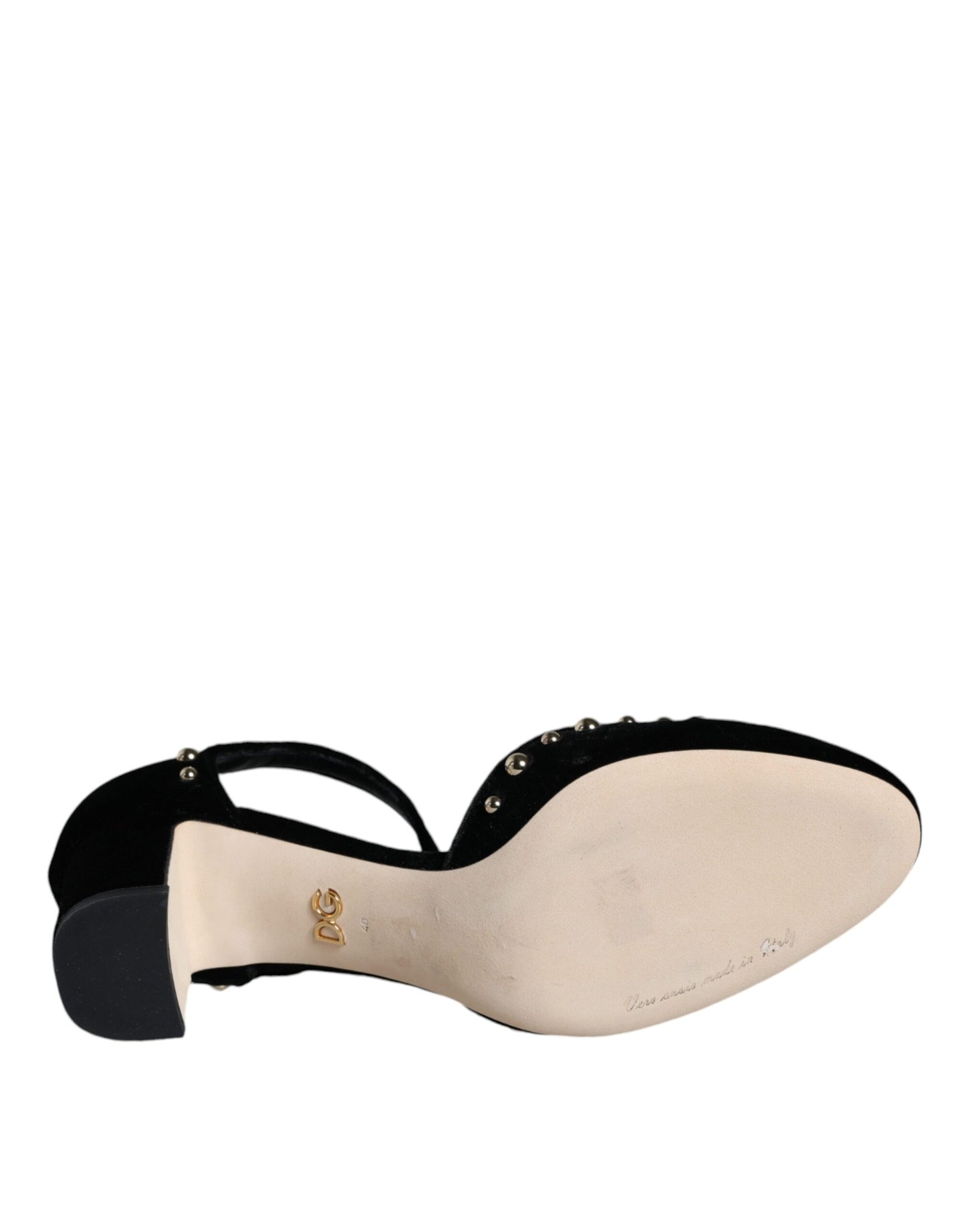 Dolce &amp; Gabbana – Pumps mit Knöchelriemen und Rosenmuster in Schwarz aus Samt