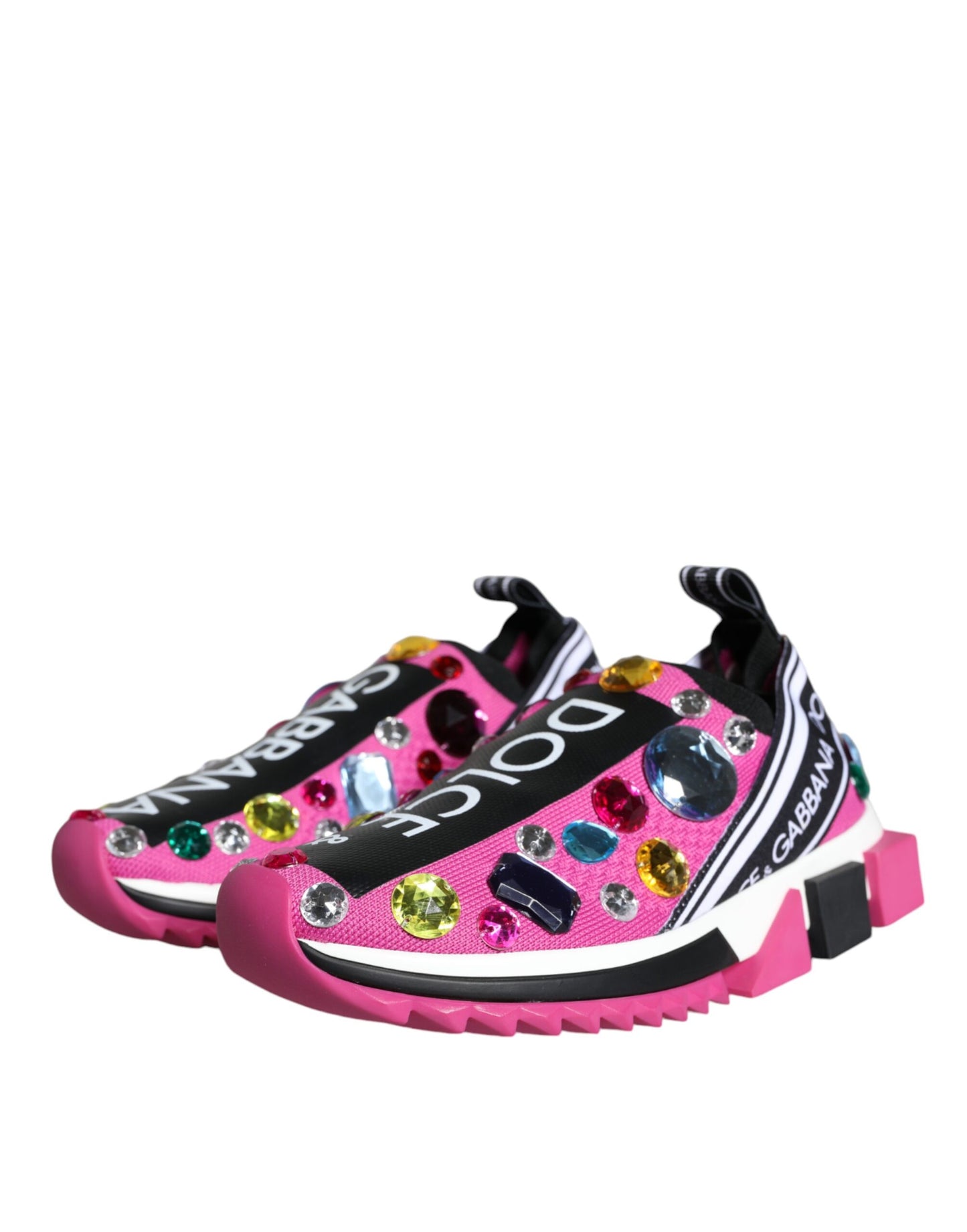 Dolce &amp; Gabbana Pink Sorrento Kristalle Low Top Sneakers Schuhe