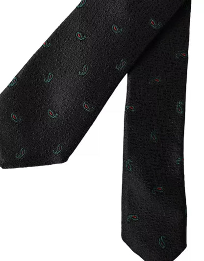 Dolce &amp; Gabbana Black Fantasy 100% Silk Adjustable Men Tie