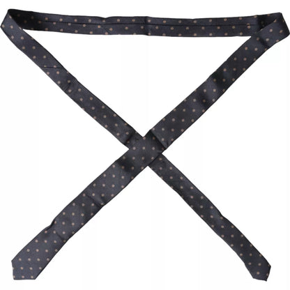 Dolce &amp; Gabbana Black Dotted Fantasy Silk Adjustable Men Tie
