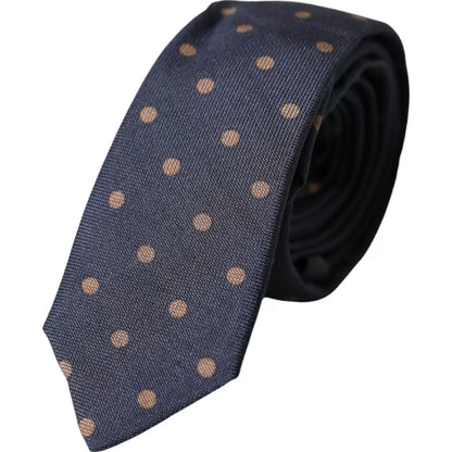 Dolce &amp; Gabbana Black Dotted Fantasy Silk Adjustable Men Tie