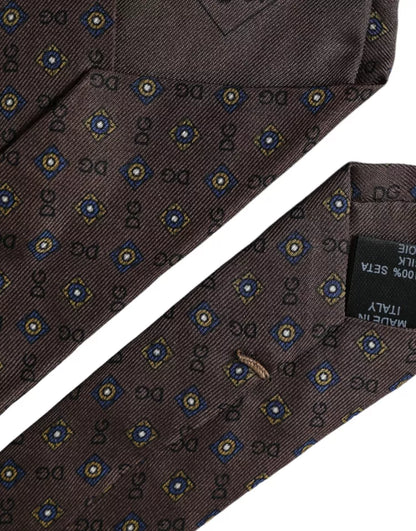 Dolce &amp; Gabbana – Verstellbare Herrenkrawatte aus brauner Seide mit Markenlogo