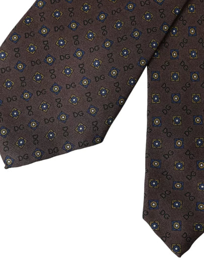 Dolce &amp; Gabbana – Verstellbare Herrenkrawatte aus brauner Seide mit Markenlogo