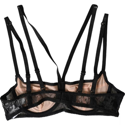 Dolce &amp; Gabbana – Balconcino-BH aus Nylon mit Blumenspitze in Schwarz