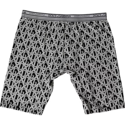 Dolce &amp; Gabbana Schwarz Weiß DG Logo Baumwolle Stretch Radlerhose Herren