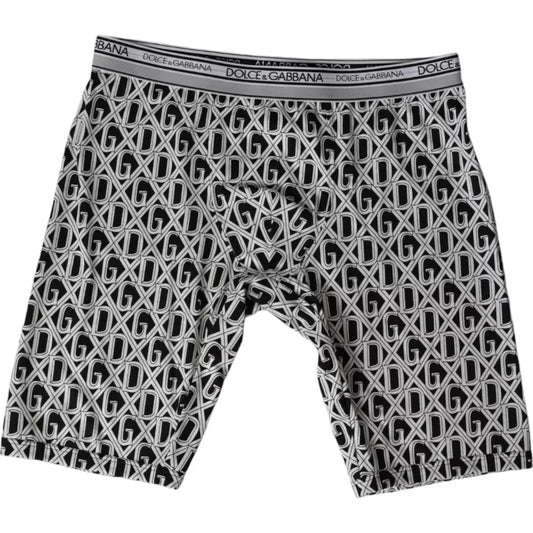 Dolce &amp; Gabbana Schwarz Weiß DG Logo Baumwolle Stretch Radlerhose Herren