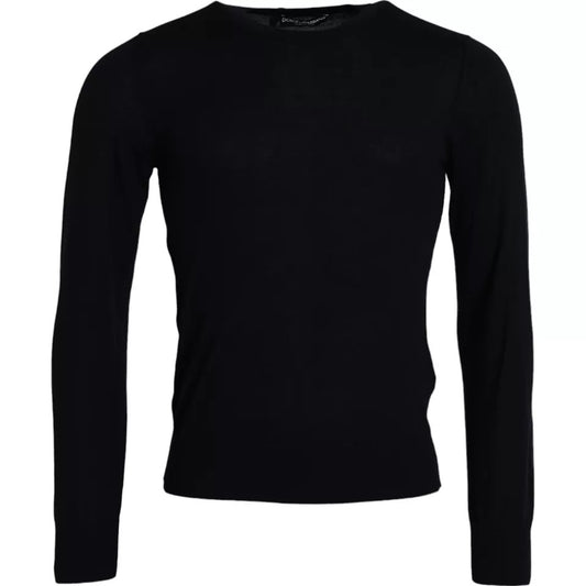Dolce &amp; Gabbana – Schwarzer Kaschmirpullover mit Rundhalsausschnitt