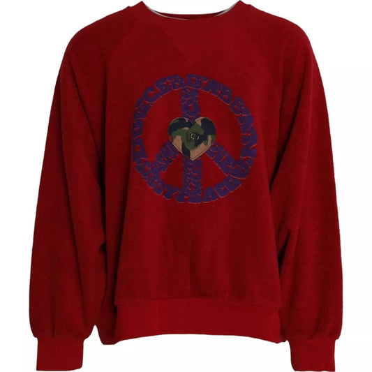 Dolce &amp; Gabbana Roter Pullover mit Rundhalsausschnitt und Logo aus Baumwolle