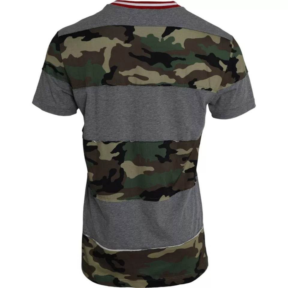 Dolce &amp; Gabbana Multicolor Camouflage Cotton Crew Neck Men T-shirt