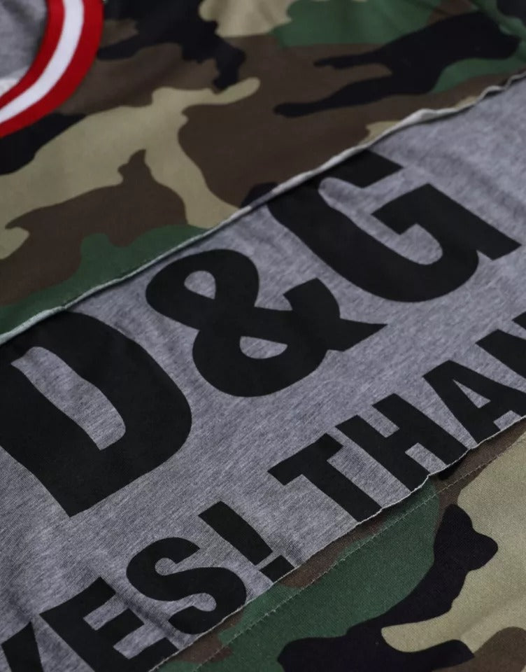 Dolce &amp; Gabbana Multicolor Camouflage Cotton Crew Neck Men T-shirt