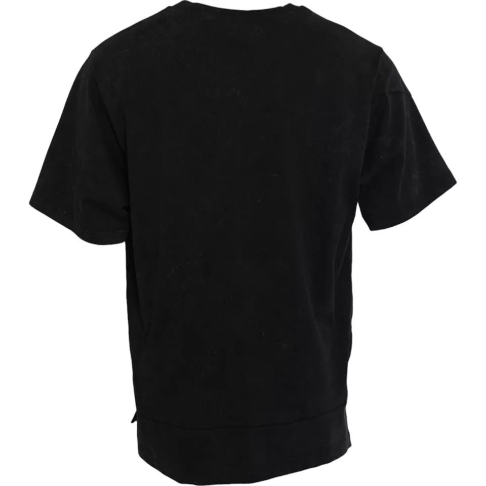 Dolce &amp; Gabbana Black Graphic Print Cotton Crew Neck T-shirt