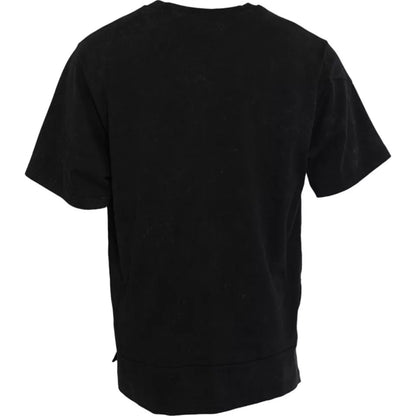 Dolce &amp; Gabbana Black Graphic Print Cotton Crew Neck T-shirt