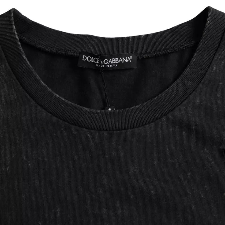Dolce &amp; Gabbana Black Graphic Print Cotton Crew Neck T-shirt