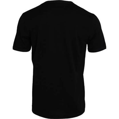 Dolce &amp; Gabbana Schwarzes Herren-T-Shirt aus Baumwolle mit Rundhalsausschnitt und kurzen Ärmeln