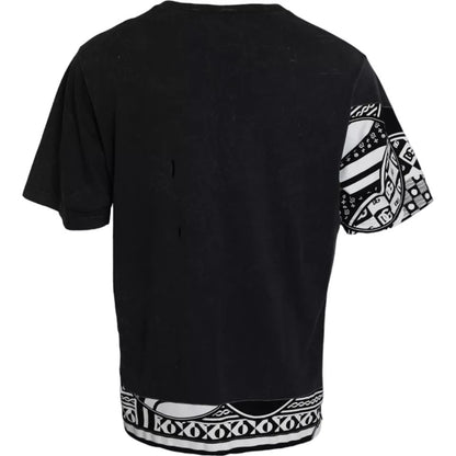 Dolce &amp; Gabbana Black Graphic Printed Cotton Short Sleeves T-shirt