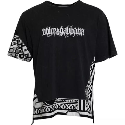 Dolce &amp; Gabbana Black Graphic Printed Cotton Short Sleeves T-shirt