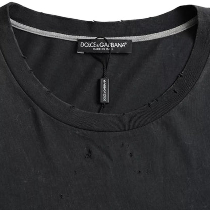 Dolce &amp; Gabbana Black Graphic Printed Cotton Short Sleeves T-shirt