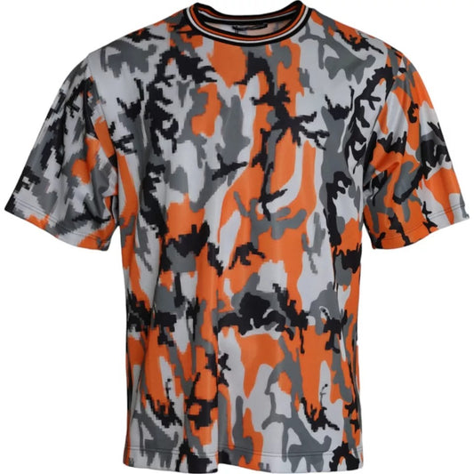 Dolce &amp; Gabbana Mehrfarbiges Camouflage-T-Shirt aus Baumwolle mit Rundhalsausschnitt für Herren