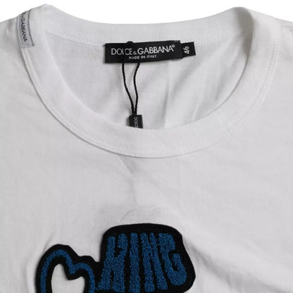 Dolce &amp; Gabbana – Weißes T-Shirt „King Of Love“ mit Rundhalsausschnitt und kurzen Ärmeln