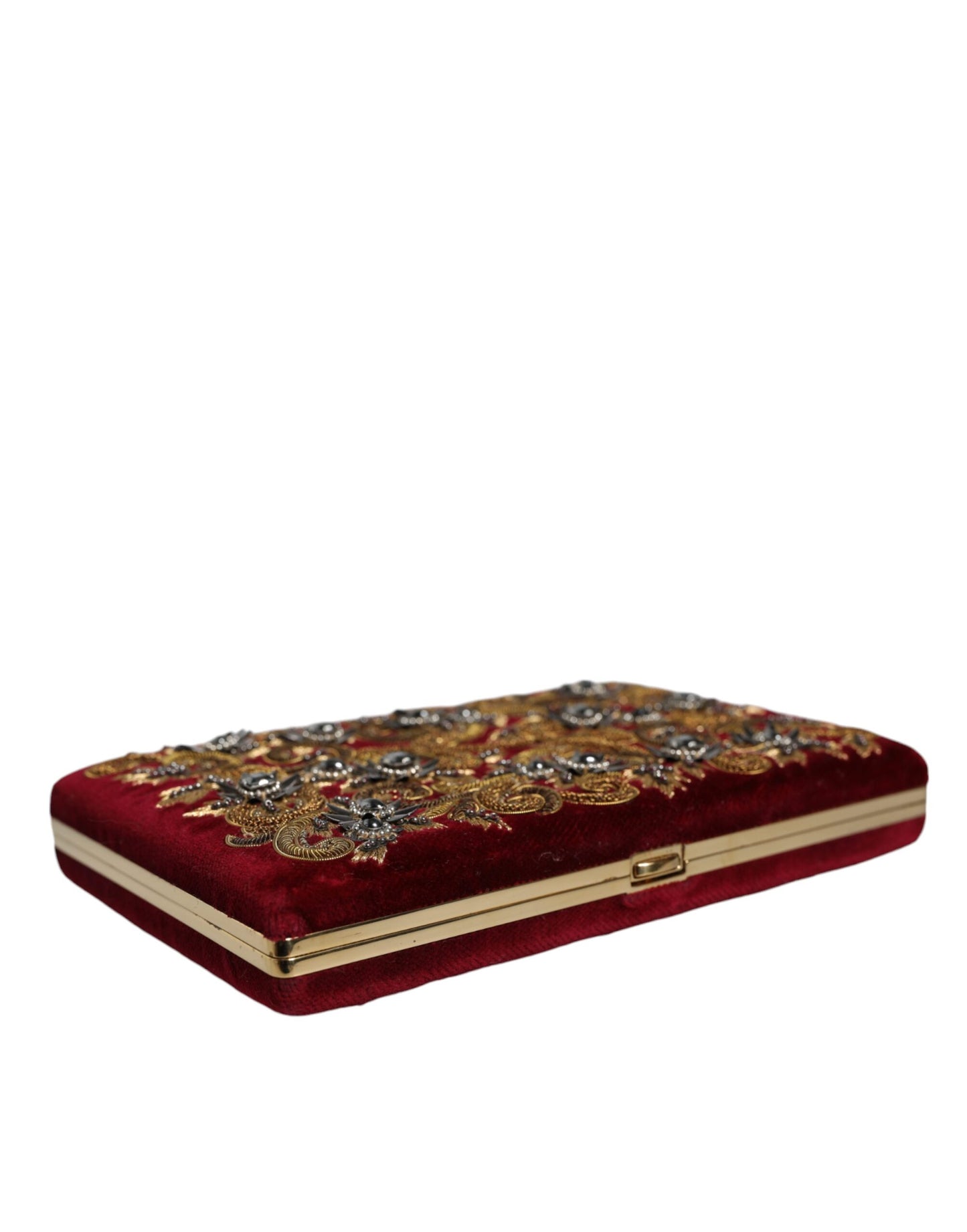 Dolce &amp; Gabbana Roter Samt Goldrahmen Clutch Abend Party Handtasche Tasche