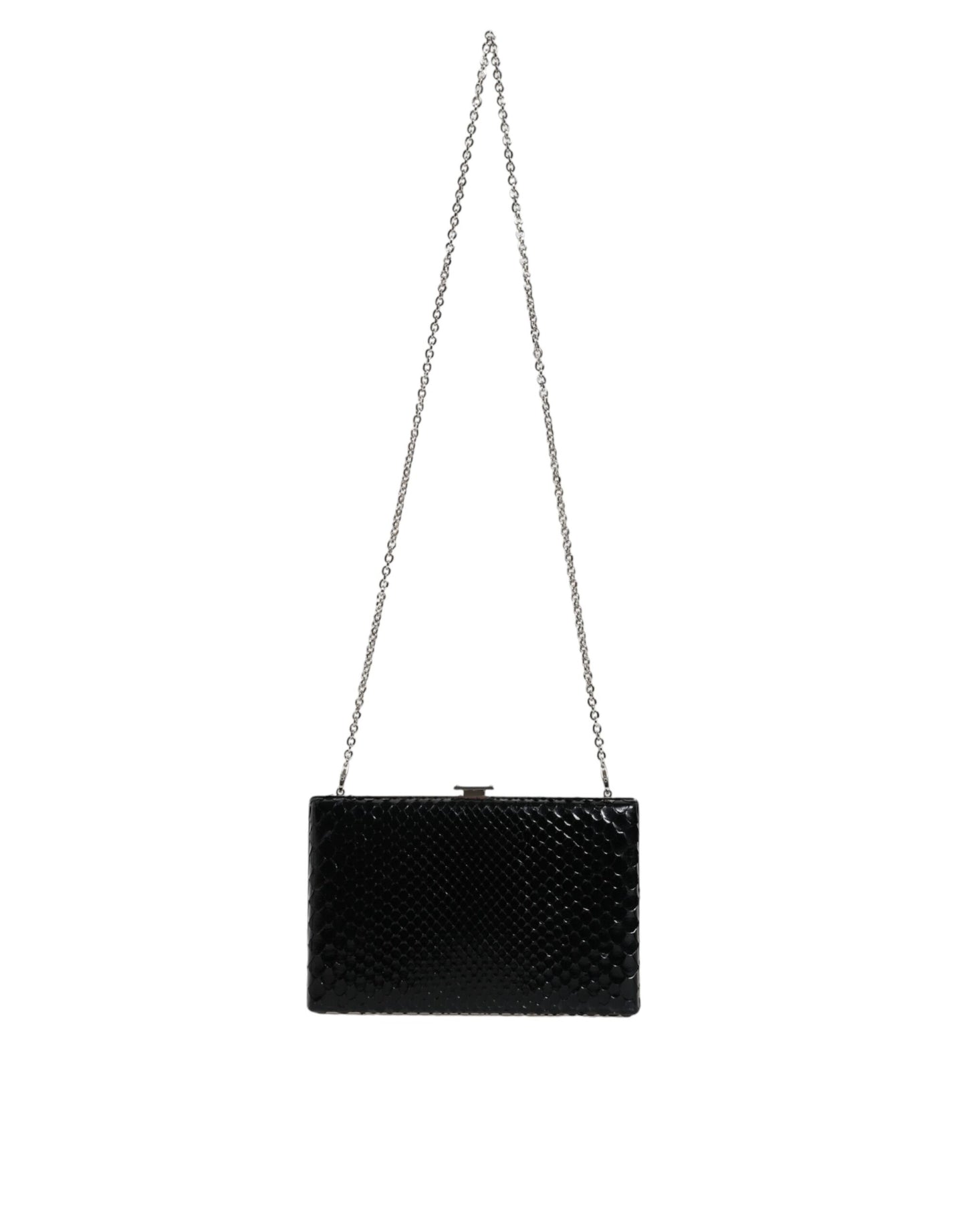 Dolce &amp; Gabbana Black Leather Silver Frame Clutch Mini Crossbody Bag