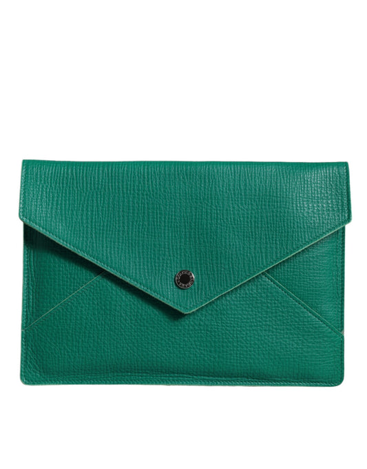 Dolce &amp; Gabbana Grüne Lederhandtasche Clutch Mini Geldbörse Beutel Tablet-Etui