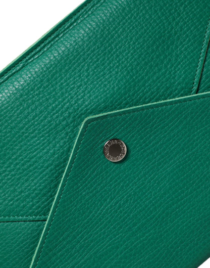 Dolce &amp; Gabbana Grüne Lederhandtasche Clutch Mini Geldbörse Beutel Tablet-Etui