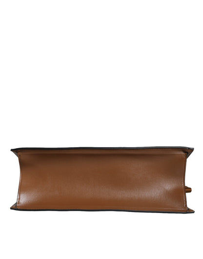 Versace – Braune Umhängetasche aus Jacquard-Leder mit Logo und Henkel