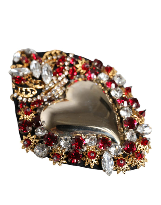 Dolce &amp; Gabbana – Brosche „Heiliges Herz“ aus goldfarbenem Messing mit Kristallverzierung