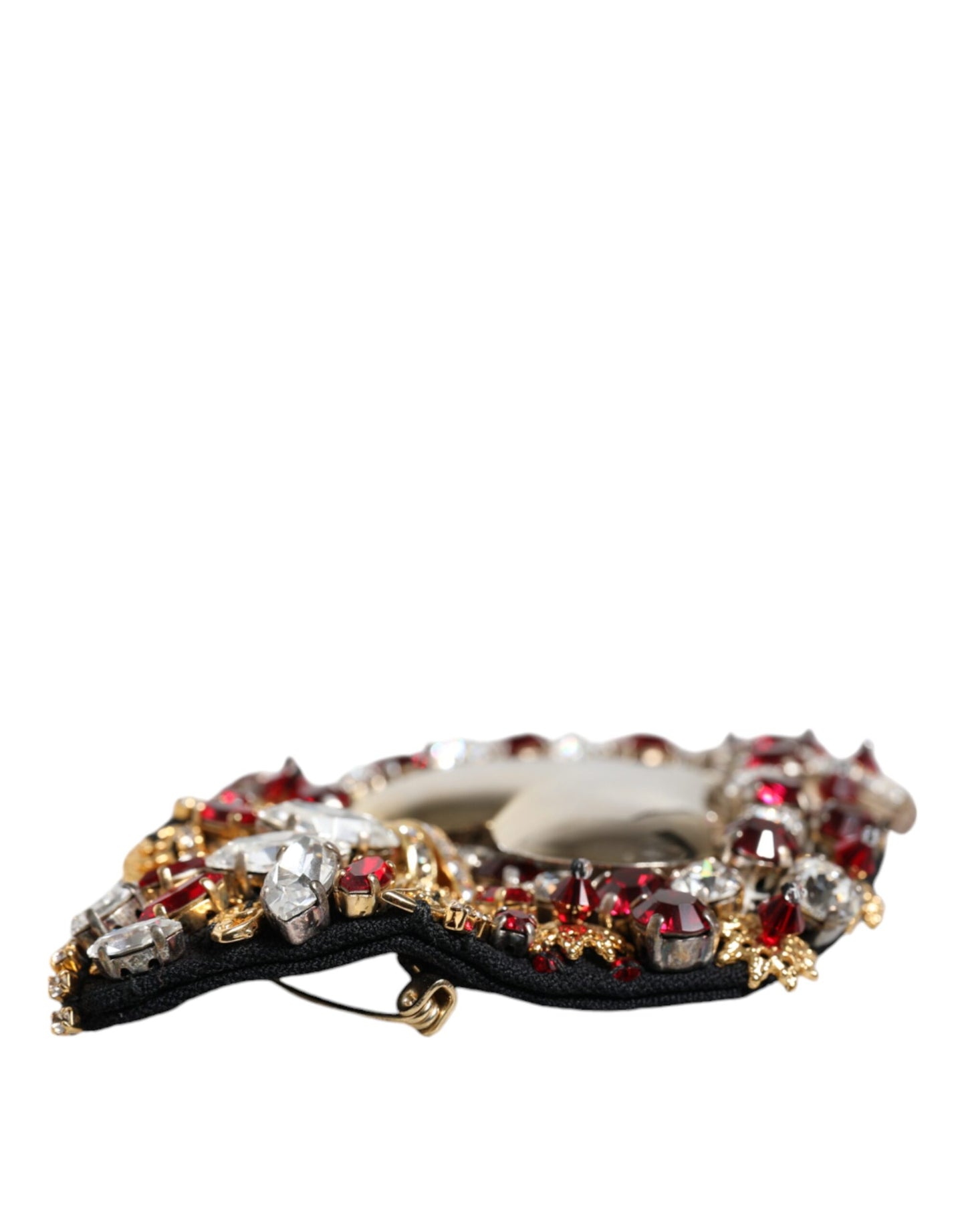 Dolce &amp; Gabbana – Brosche „Heiliges Herz“ aus goldfarbenem Messing mit Kristallverzierung