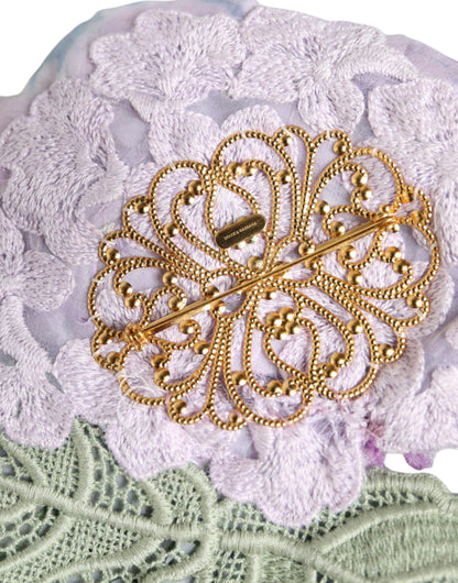 Dolce &amp; Gabbana – Mehrfarbige Hortensien-Brosche aus goldfarbenem Messing
