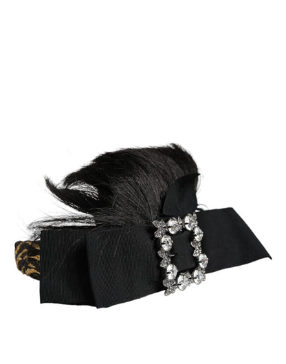 Dolce &amp; Gabbana Schwarzes Haar Parrucchiera Kristall Stirnband Diadem